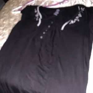 Black with tiny white lace trim housedress